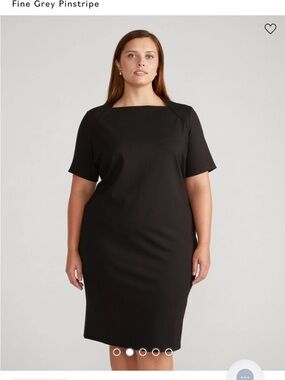 Universal Standard 4XL Envelope Neck Ponte Dress Fine Grey Pinstripe